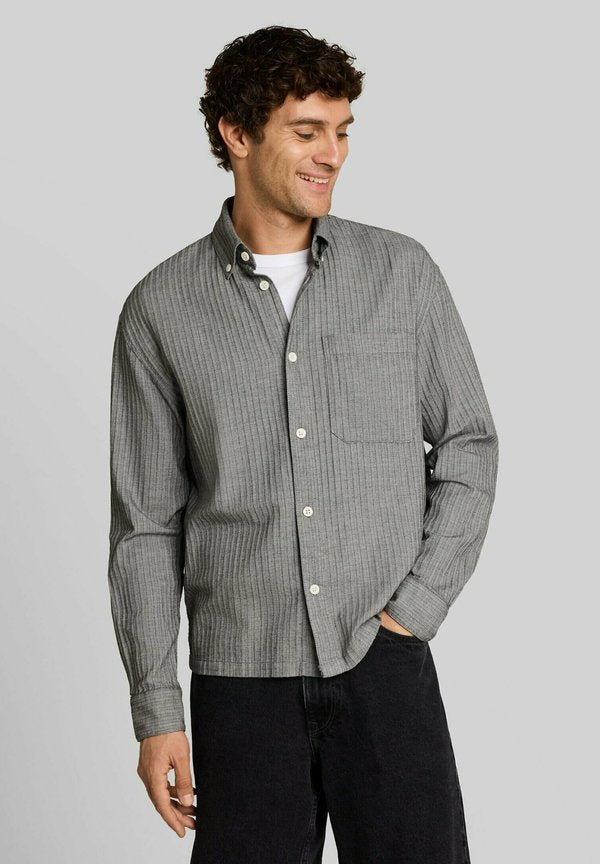TOM TAILOR LOOSE STRUCTURED SHIRT - Shirt - black stripe structure