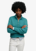 Superdry & Co SLOUCHY CABLE HALF ZIP - Jumper - teal