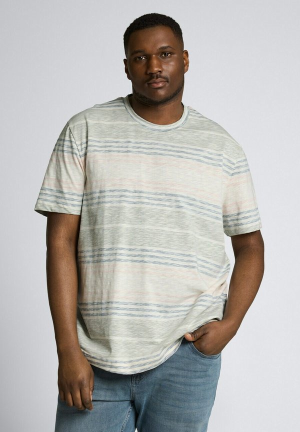 TOM TAILOR TOM TAILOR T-SHIRT PLUS SIZE - T-SHIRT MIT INSIDE-OUT STREIFENMUSTER - Print T-shirt - rose teal multi color stripe