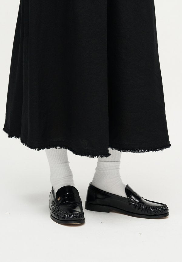 Tommy Hilfiger PLEATED LINEN BLEND MIDI A-LINE SKIRT