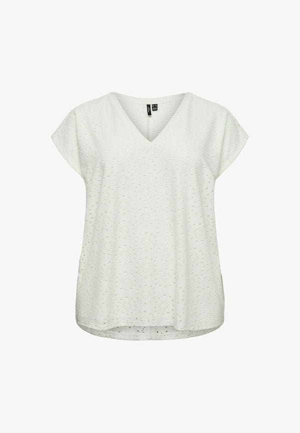 Vero Moda Curve T-SHIRT VMCTASSA TOP - Print T-shirt - snow white