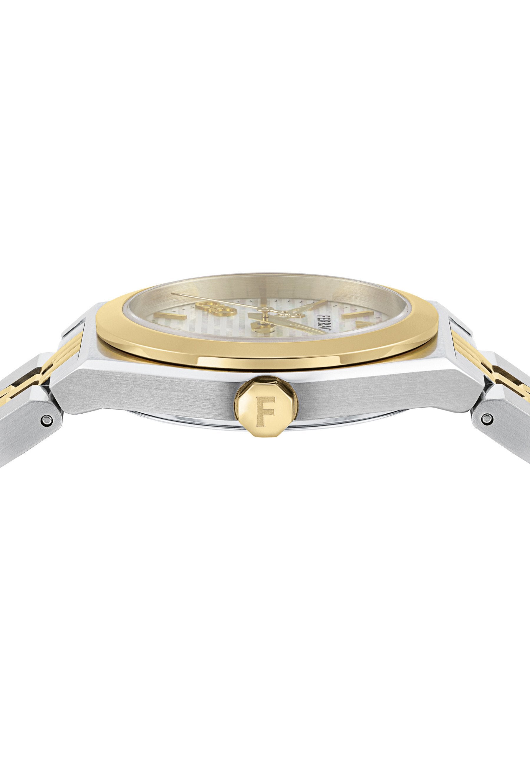 WATCH VEGA DUO 28MM QTZ C/BICO SS IPCH D/WHITE MOP B/BICO SS Media 3