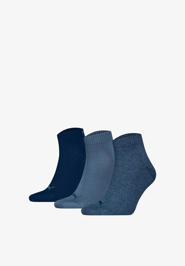 Puma UNISEX QUARTER 3ER PACK - PLAIN LOGO - Socks - denim blau