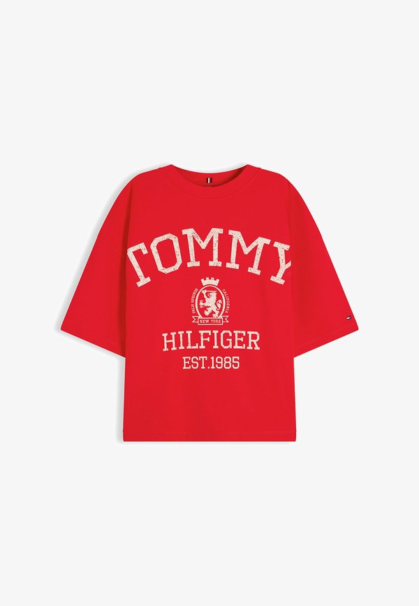Tommy Hilfiger TOMMY HILFIGER CREST RELAXED OVERSIZED T-SHIRT - Print T-shirt - fire red