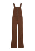Braune Corduroy-Latzhose mit weitem Bein, Frontreißverschluss und verstellbaren Schulterträgern, ausgestattet mit Gürtelschlaufen und zwei Vorderaschen.