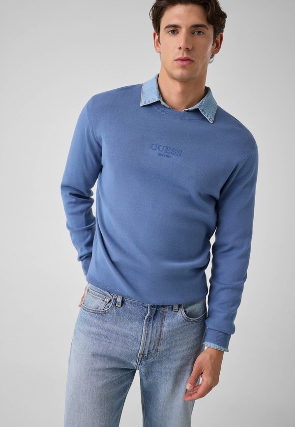Guess PULLOVER MIT GESTICKTEM LOGO - Jumper - blau