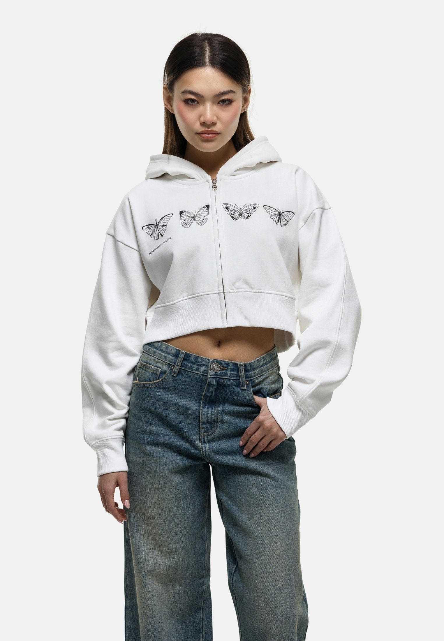 Good For Nothing METAMORPHOSIS OFF WHITE CROPPED HOODIE