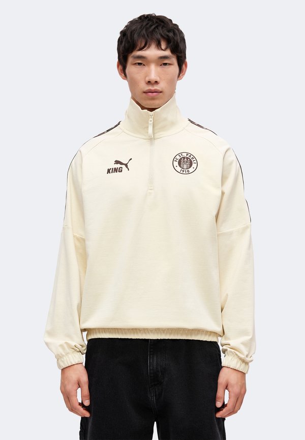 Puma FC ST. PAULI KING ZIP PULLOVER - Club wear - alpine snow/dark chocolate
