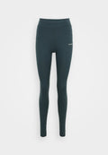 Hochtaillierte Leggings aus einem dunkelblauen Polyester-Mix mit glatter Textur. Mit einem kleinen weißen Logo an der Hüfte, enganliegendem Schnitt und knöchellang.