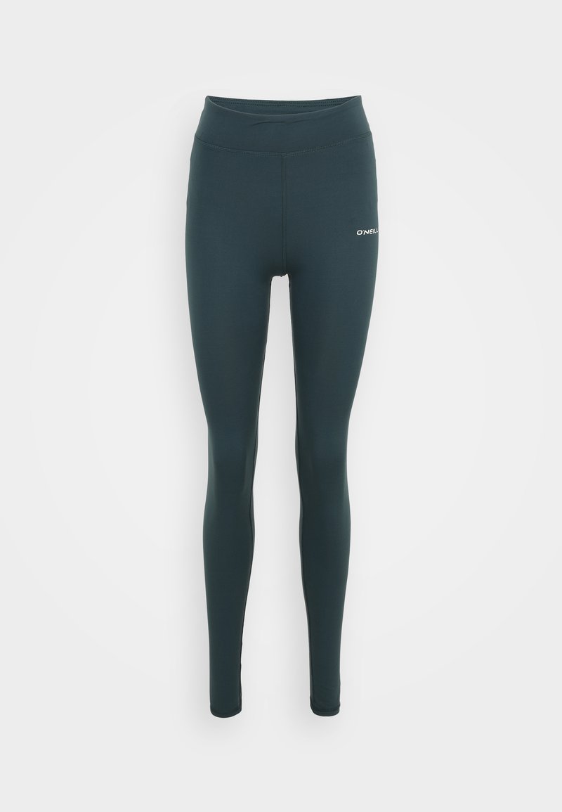 Hochtaillierte Leggings aus einem dunkelblauen Polyester-Mix mit glatter Textur. Mit einem kleinen weißen Logo an der Hüfte, enganliegendem Schnitt und knöchellang.