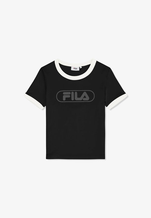 Fila CERCINA SLIM LOGO RINGER TEE - Print T-shirt - black-bright white