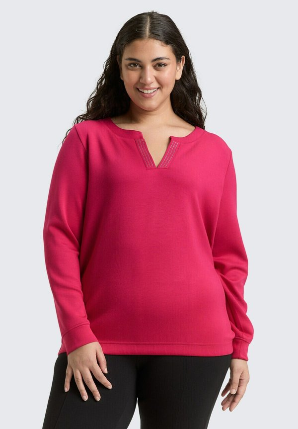 TOM TAILOR MIT STRASSSTEINEN - Sweatshirt - dark pink