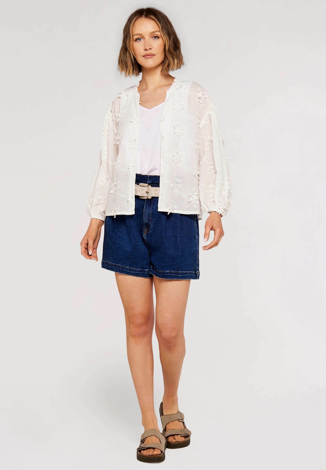 Apricot EMBROIDED VOLUME SLEEVE