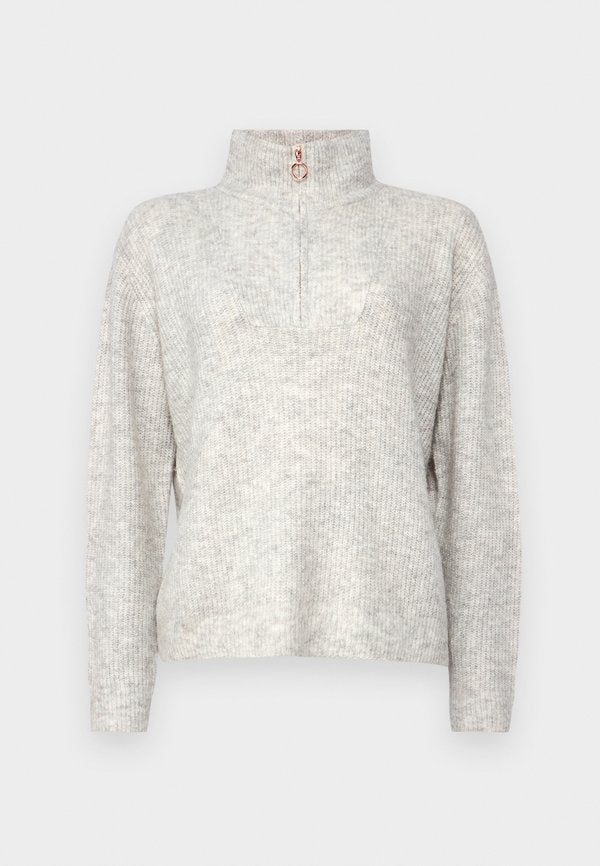 Vero Moda VMPLAZA ZIPPER BLOUS - Jumper - light grey