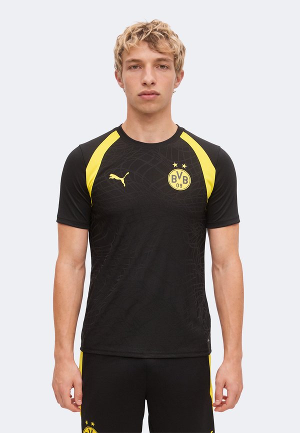 Puma BVB DORTMUND TRAINING JERSEY - Print T-shirt - black/faster yellow