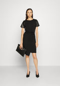 DKNY CREW NECK WRAP FRONT MID LENGTH DRESS