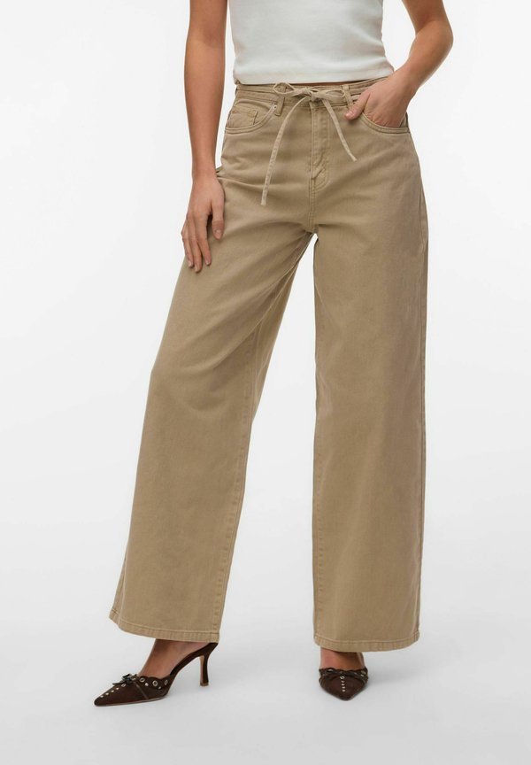 Vero Moda Wide-fit VMWIEN Mid rise Wide Leg Fit - Wide Leg - silver mink