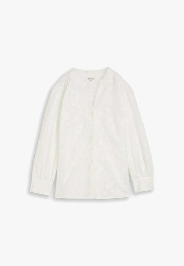 TOM TAILOR PLUS SIZE - LOOSE FIT MIT STICKEREI - Button-down blouse - white
