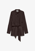 Vero Moda Poplin AWALVA - Button-down blouse - chocolate torte