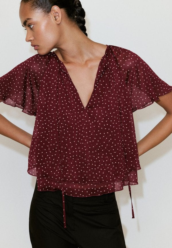 Mango ADULT - Blouse - mottled bordeaux