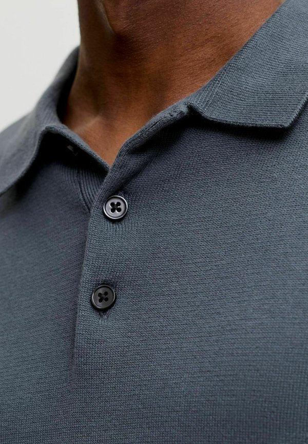 Jack & Jones KNITTED POLO PLUS SIZE KNITTED POLO - Long sleeved top - turbulence