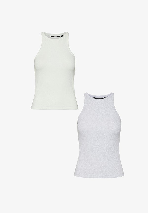 Vero Moda 2PACK  RUNDHALS OHNE ÄRMEL - Top - grau weiß
