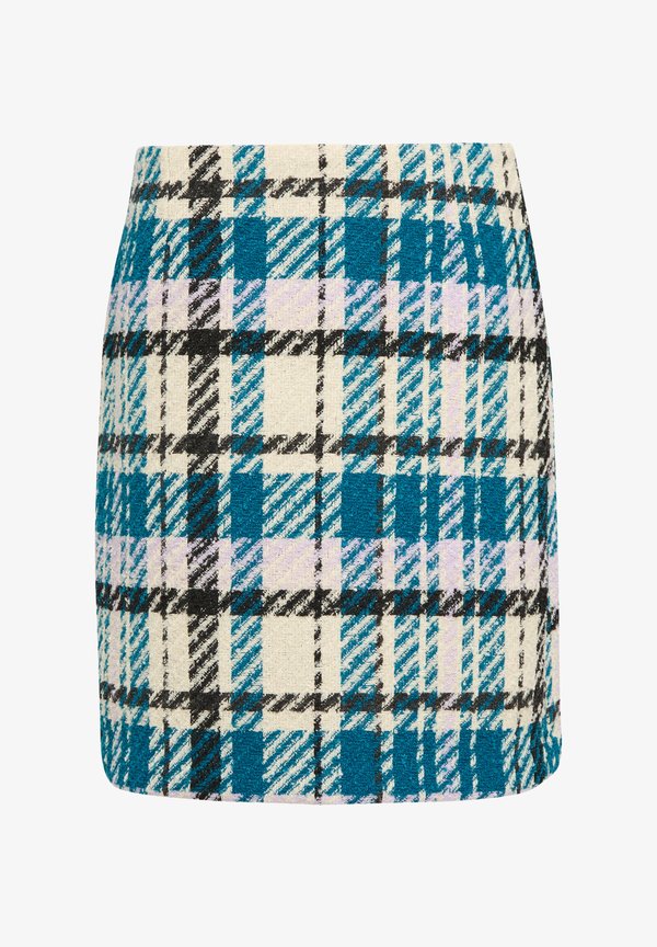 s.Oliver KARIERTER IN OPTIK - Pencil skirt - azurblau