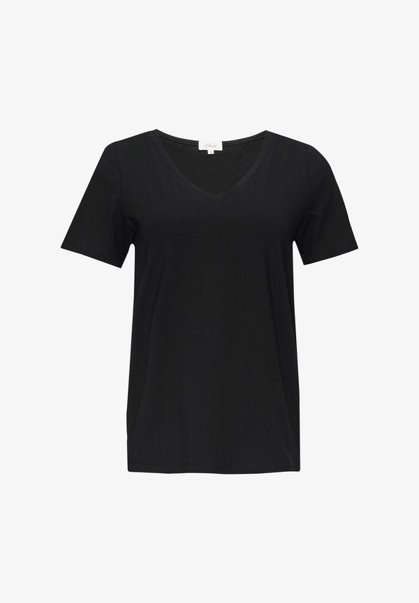 s.Oliver MIT V-AUSSCHNITT - Basic T-shirt - schwarz
