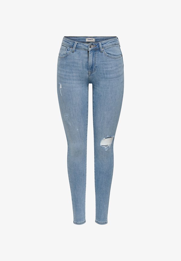 ONLY ONLPOWER MID PUSH - Jeans Skinny Fit - light blue denim detail raw hem