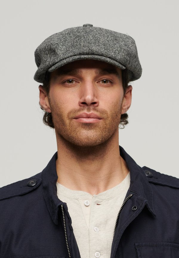 Superdry & Co BAKER BOY - Beanie - black white plain weave