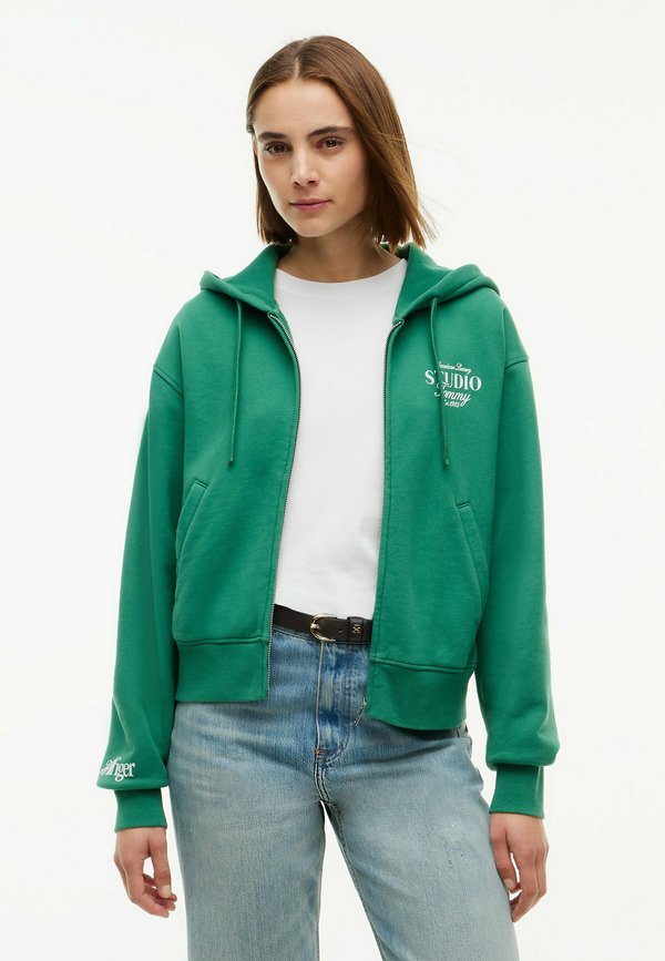 Tommy Hilfiger TOMMY HILFIGER LOGO ZIP-THRU OVERSIZED HOODY - Zip-up sweatshirt - alaskan green