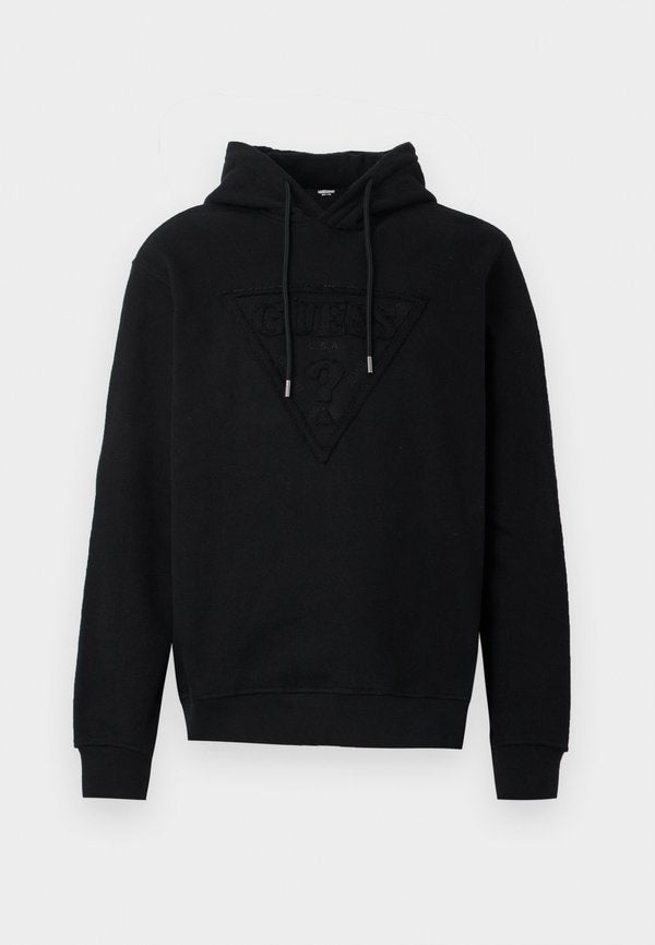 Guess TRIANGLE RAW PATCH HOODIE - Hoodie - jet black