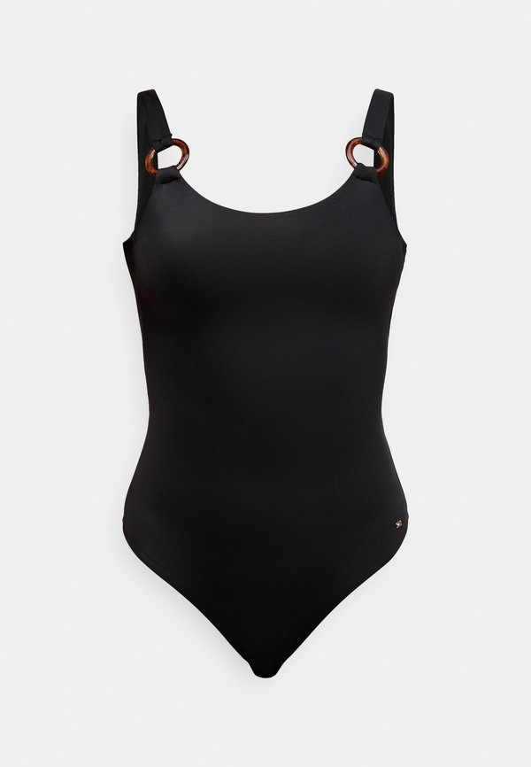 Tommy Hilfiger TORTOISESHELL RING SCOOP BACK SWIMSUIT - Swimsuit - black