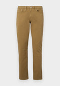 Khaki-Jeans mit geradem Schnitt, aus einem Baumwoll-Mischgewebe, mit klassischem Fünf-Taschen-Stil und Metallknopfverschluss.