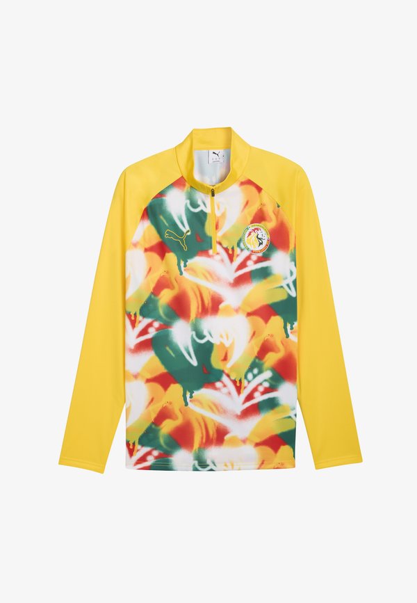 Puma SENEGAL SLIM FIT AUFWÄRMOBERTEIL - Long sleeved top - pelé yellow-wild green