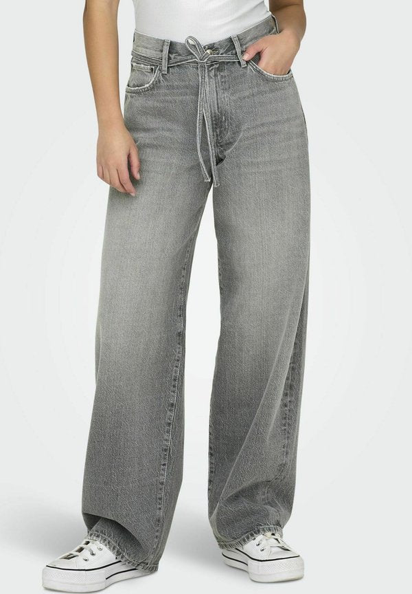 ONLY Straight fit ONLGIANNA Mid waist Balloon - Wide Leg - medium grey denim