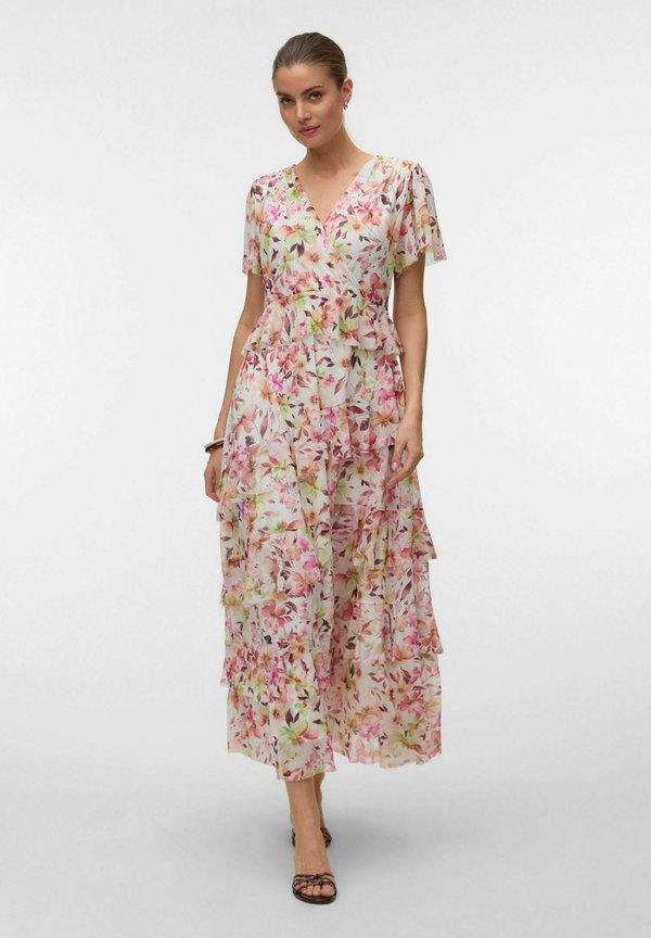 Vero Moda Layered AWBLAIR Long - Maxi dress - bright white
