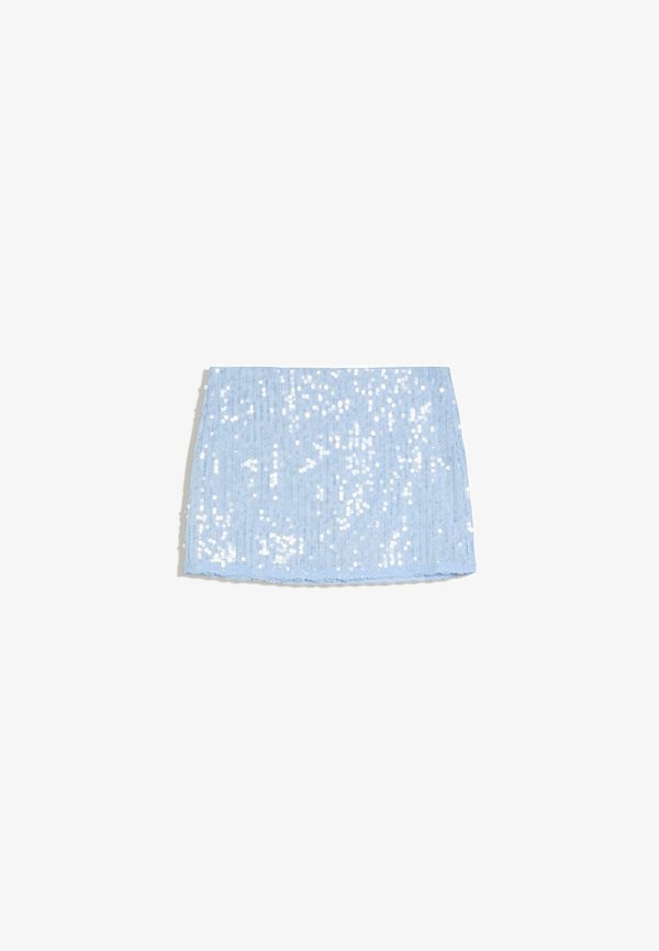 Bershka SEQUINNED - Mini skirt - light blue