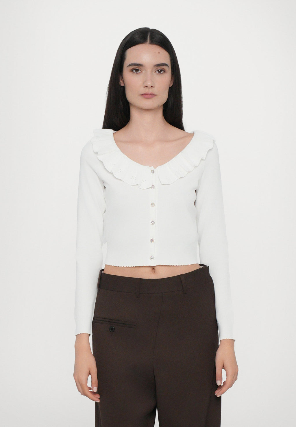 Needle & Thread POINTELLE TRIM SHORT CARDIGAN
