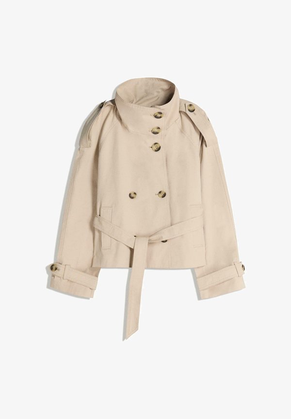 Bershka FUNNEL NECK TRENCH JACKET 00030200 - Summer jacket - sand