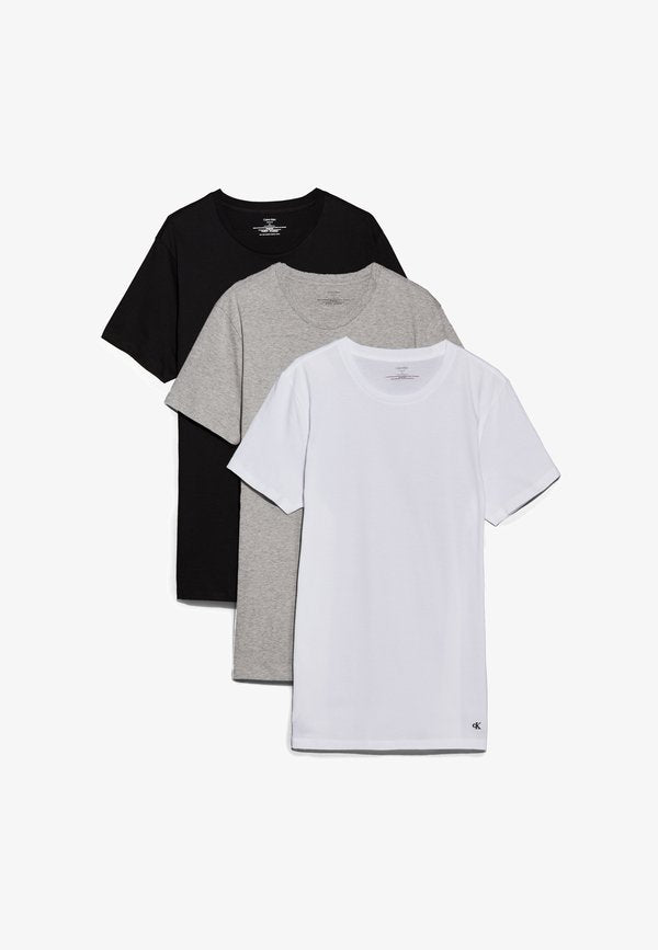 Calvin Klein Underwear 3 PACK T-SHIRTS 100% COTTON - Undershirt - black/white/grey heather