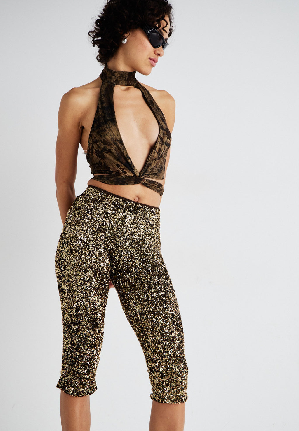 Jaded London SEQUIN CAPRI TROUSERS