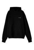 Schwarzer Kapuzenpullover mit vorderer Kängurutasche und kleinem weißen "PEGADOR"-Logo auf der Brust, vor weißem Hintergrund präsentiert.