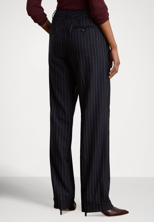 Lauren Ralph Lauren STRIPED PLEATED WOOL-BLEND TWILL PANT