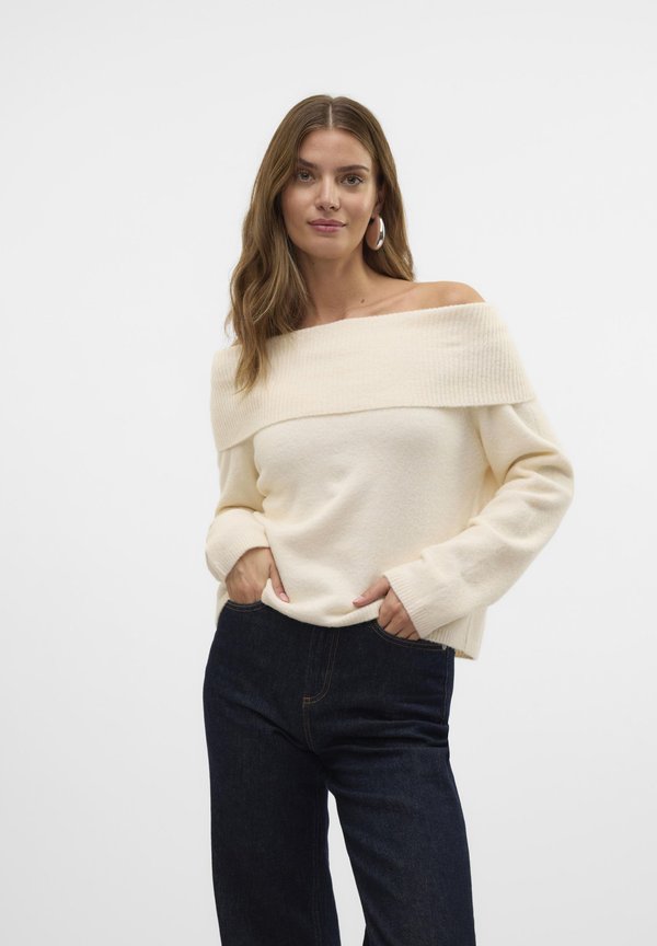 Vero Moda VMBOOM OFF SHOULDER - Jumper - birch detail melange