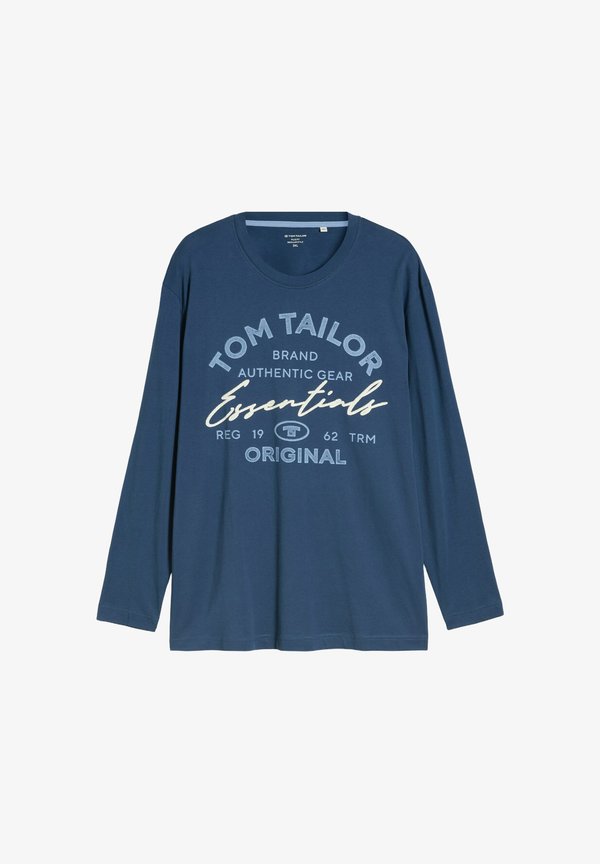 TOM TAILOR PLUS FIT PRINTED LONGSLEEVE - Long sleeved top - dark duck blue