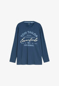 TOM TAILOR PLUS FIT PRINTED LONGSLEEVE - Long sleeved top - dark duck blue