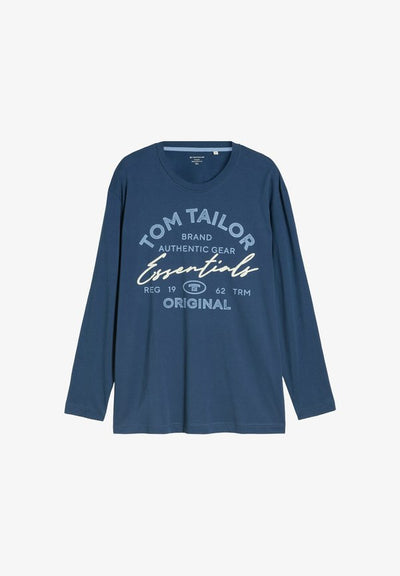 TOM TAILOR PLUS FIT PRINTED LONGSLEEVE - Long sleeved top - dark duck blue