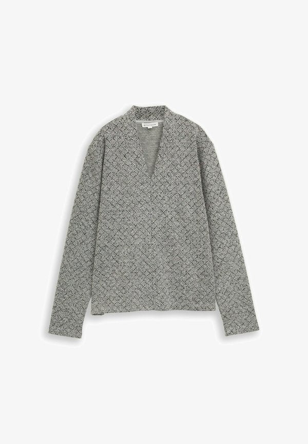 TOM TAILOR MIT V-AUSSCHNITT - Jumper - black/white argyle structure