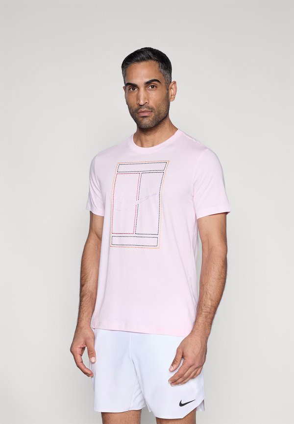 Nike Performance COURT TEE HERITAGE - Print T-shirt - pink foam